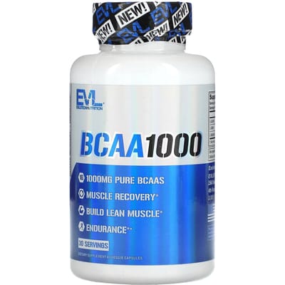 EVLution Nutrition, BCAA1000, 1.000mg, 60 vegetarische capsules (500mg per capsule)
