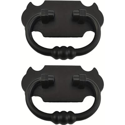 2 stuks Zwart Zinklegering Paneel Ladehandgreep, Halfrond Bolletje, Ouderwetse Meubelhandgreep, Schelp, Chinese Handgreep 2pcs