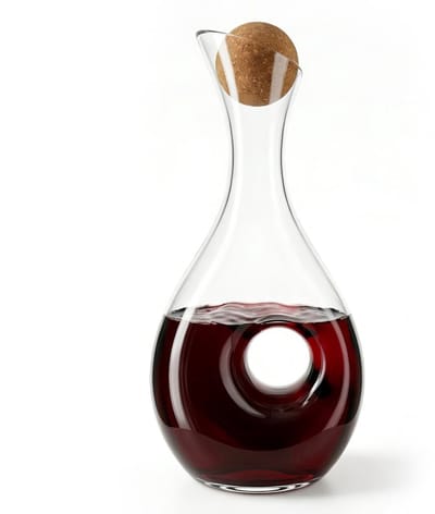 Inovra- Wijndecanteerder Loodvrij 1.2L - Mondgeblazen Karaf - Uniek Donut Handvat - Luxe Cadeau - Elegante Wijnbeluchter - Handgemaakt Design - Wijnkaraf