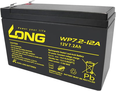 Loodaccu - Oplaadbare Batterij - Noodstroom Toepassingen - Onderhoudsvrij Gesloten Systeem - 12 Volt 7.2Ah - Zwart