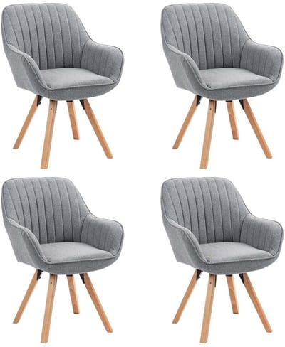 Meubles Cosy Draaibare eetkamerstoelen - Set van 4 Stoffen zitting 360° draaifunctie - Grijs