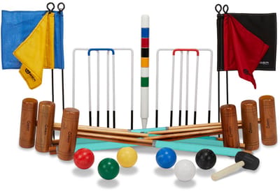 Ubergames - Tuin Croquet Set - Engels Tuinspel - 6-Persoons - Met Hardhouten Mallets - Geleverd met Toolkit Tas
