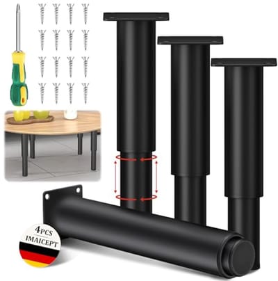 Verstelbare meubelpoten 25-40 cm - 4 stuks, metaal, zwart, perfect voor kasten en meubels