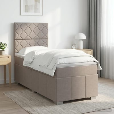 vidaXL - Boxspringbed - met - matras - met - hoofdeinde - Taupe - 100 - x - 200 - cm - Stof