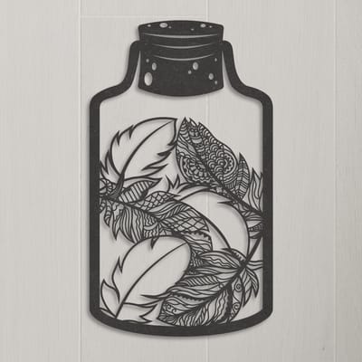 Wanddecoratie | Veren in fles - XL (46x80cm)