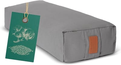 Hoekig Yoga Bolster - Meditatiekussen Yogakussen - Yoga Oefenen - Biologisch Boekweit Vulling - 67 x 13 cm - Cement Grijs