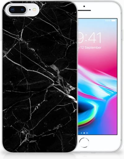 Apple iPhone 7 Plus | 8 Plus TPU Siliconen Hoesje Marmer Zwart - Origineel Cadeau Vader
