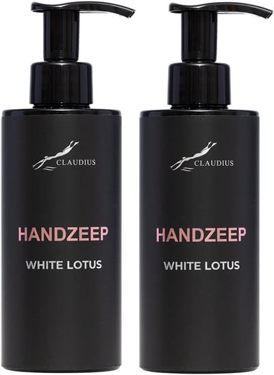 Handzeep White Lotus 300 ml - met pomp - zwarte fles - set van 2 stuks