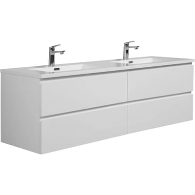 Badplaats Badkamermeubel Set Angela 160 cm – Hoogglans Wit – Badmeubel met Wastafel
