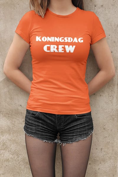 Oranje Koningsdag Crew T-Shirt  | oranje koningsdag kleding |  Oranje feestkleding