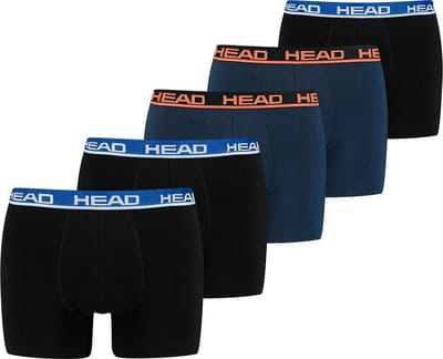 HEAD heren 5P boxers basic zwart & blauw