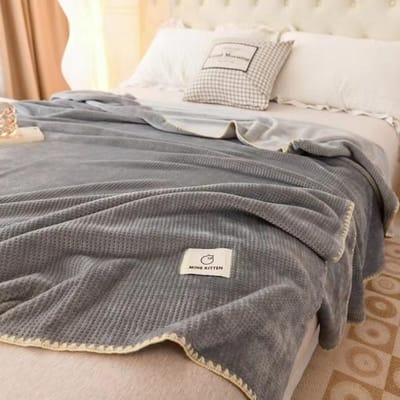 Goede kwaliteit King Queen Size Superzacht Winter Warm Flanellen Laken Dubbelzijdig Dikke Coral Fleece Deken Offince Nap Throw 100 x 150cm grijze kleur