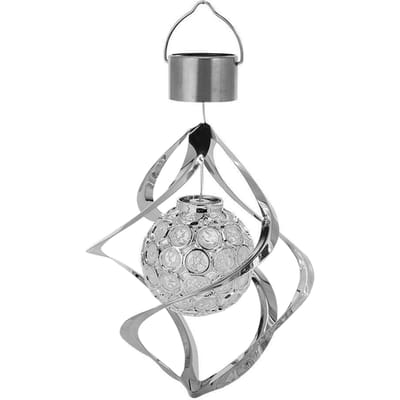 Zonne-windgonglichten Landschapsverlichting Roestvrij staal Buitenverlichting Tuinverlichting Kleur zilver
