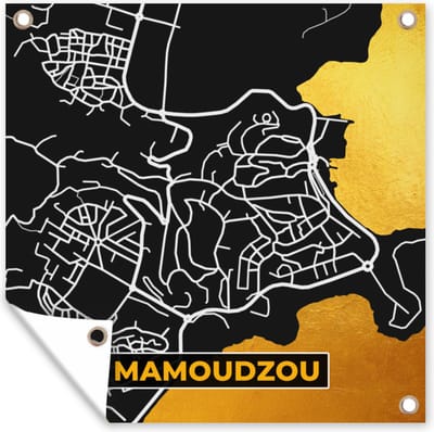 Tuin poster Plattegrond – Kaart – Frankrijk – Stadskaart - Mamoudzou - 200x200 cm - Tuindoek