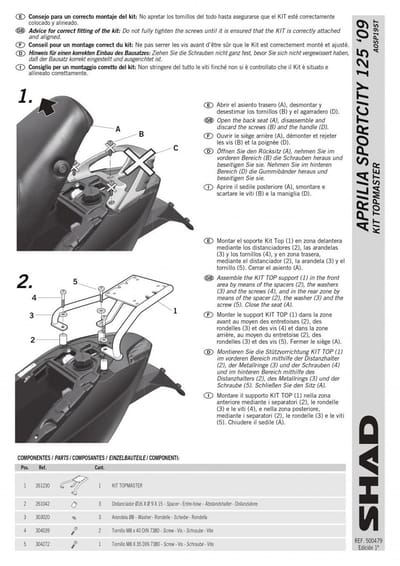 Support de top case Shad pour Scooter Aprilia 50 Sportcity One 2010 Neuf