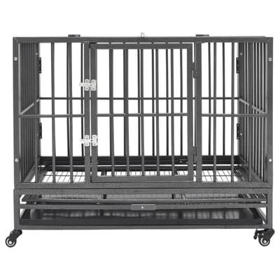 vidaXL - Hondenbench - met - wielen - 102x72x85 - cm - staal