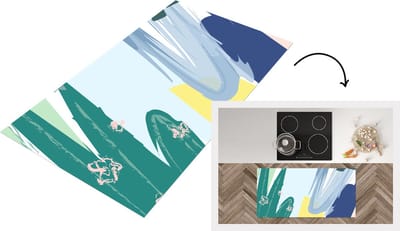Keukenloper - Loper keuken - Zomer - Abstract - Geel - Groen - 120x60 cm - Keukenloper vinyl