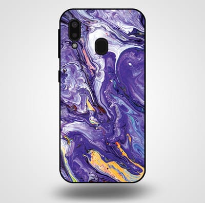 Smartphonica Telefoonhoesje voor Samsung Galaxy A20E met marmer opdruk - TPU backcover case marble design - Goud Paars geschikt voor Samsung Galaxy A20e