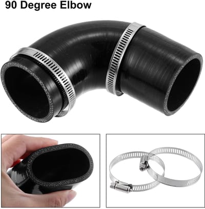 Dailygoods- Slangkoppeling 90 Graden Bocht - Silicone - Binnendiameter 57mm - Klemmaatbereik 51-70mm - Zwart - Hoogwaardig Materiaal - Siliconenslang