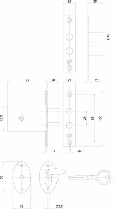 VEILIG - Veiligheids Penslot - met sluitkom - 46,5x72mm - SKG2