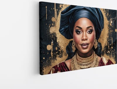 Saammp Canvas Schilderij - Afrikaanse Vrouw - abstract - 30x20 - Foto op canvas - Wanddecoratie - Muurdecoratie Woonkamer - Slaapkamer decoratie - Canvas Print