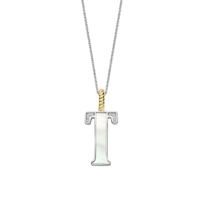 TI SENTO Dames Hanger - 925 zilver - Letter T - Parelmoer - 6840MW_T