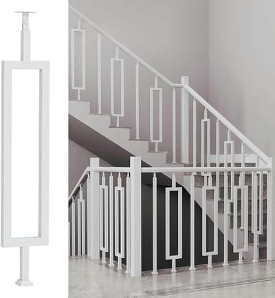 Trapleuningen Set - Trappaal Balustrade - Veilige Trappen - Verstelbaar & Kantelbaar - 30-60 inch - Wit