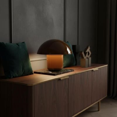 LUSENZ Javera - Mushroom lamp 25 cm - Dressoir lamp - E14 fitting - Bruin metaal - Met aan/uit-schakelaar