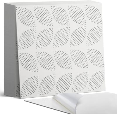 Coloray Plaktegels - Bladpatroon met stippen Zelfklevende Tegels - 20 cm x 20 cm - Grijs Plaktegels - 20 stuks - Vierkant PVC Tegels - Plaktegels Badkamer - Plaktegels Vloer - Vinyl Tegels - Wandtegel Zelfklevend