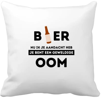 Akyol - bier, nu ik je aandacht heb je bent een geweldige oom Kussen hoes - Oom - de beste oom - verjaardagscadeau - verjaardag - cadeau - cadeautje voor oom - oom artikelen - kado - geschenk - gift - 40 bij 40 cm