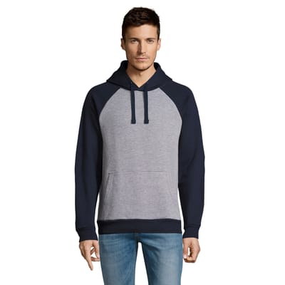 SOLS Unisex Seattle Contrast Raglan Hoodie (Grijze Marl/Franse marine)