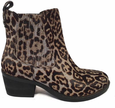 Maruti Haley Hairon Leather Dames Enkellaars 66129607 Cheetah Grey Black Maat 37