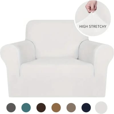 Livano Bankhoes - Bankbeschermer - Stretch - Sofa Cover - Fluweel - Wit - Fauteuil