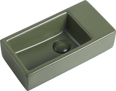 Fontein Mia 40.5x20x10.5cm mat groen inclusief afvoerplug rechts zonder kraangat