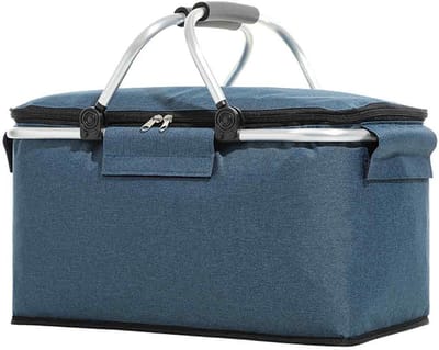 QTTVBTNA -30L Opvouwbare Geïsoleerde Koeltas met Aluminium Frame – Draagbare Picknickmand met Lekvrije Isolatie, Dubbele Rits & Comfortabele Handgreep – Ideaal voor Kamperen, BBQ, Strand & Reizen