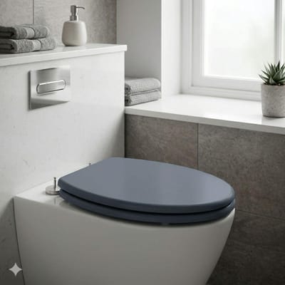 Toiletbril met Deksel - WC bril - Geruisloos Sluiten - Soft Close Mechanisme - 345x440 mm - Grijs