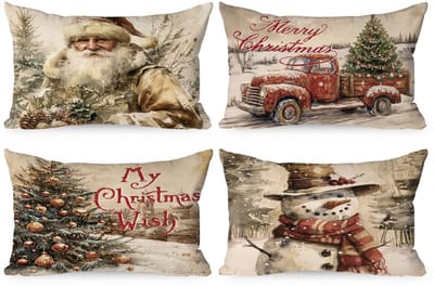 Dailygoods- Kussenhoezen Set van 4 - 30 x 50 cm - Kerst Decoratief - Pluche - Luxe Touch - Kindvriendelijk/Huisdiervriendelijk - Decoratieve Kussenslopen