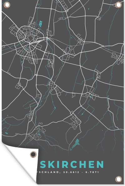 Muurdecoratie Kaart – Plattegrond – Stadskaart – Euskirchen – Duitsland – Blauw - 120x180 cm - Tuinposter - Tuindoek