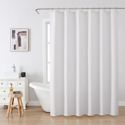 Douchegordijn - 180x180cmDouchegordijn - Douchegordijn voor de badkamer met haken-Met 12 kunststof ophanglussen - Waffle texture - Polyester fabric - waterdicht - Geschikt voor natte ruimtes- badkuipen en douches（wit）