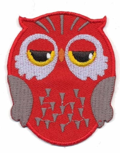 Strijkembleem - Patch - Uil rood - 5,5 x 7 cm