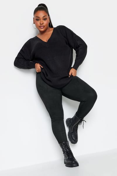 Yours Suède Legging Met Hoge Taille In Zwartsize 42