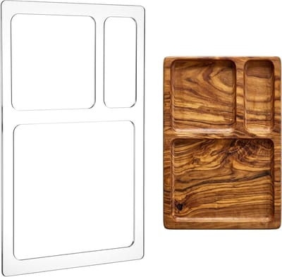 Rechthoekige Acryl Sjablonen voor Houtbewerking - 3 Pocket Valet Tray Router Templates, Ideaal voor Craft Projecten en Schilderen Benodigdheden