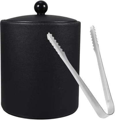 Dailygoods- IJsemmer Geïsoleerd - Champagnebak - Ijshouder met Deksel - Wijnkoeler - IJsblokjeshouder - Roestvrij Staal - Zwart