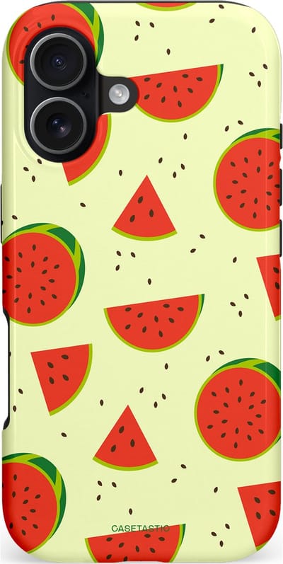 Casetastic hoesje geschikt voor Apple iPhone 17 - MagSafe - Dubbellaagse bescherming - Meloen Moment - Fashion Case - Crème Rood Terracotta