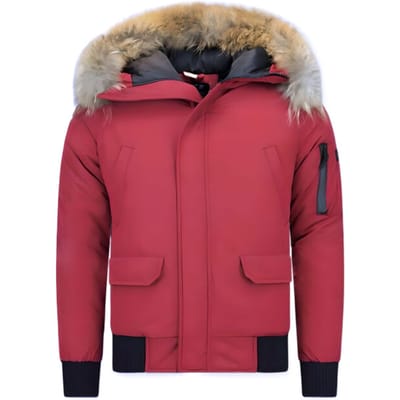 Enos Korte winterjas met bontkraag