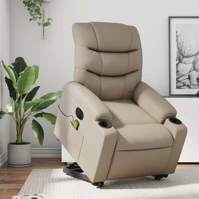 vidaXL - Sta-op-massagestoel - elektrisch - kunstleer - cappuccinokleurig