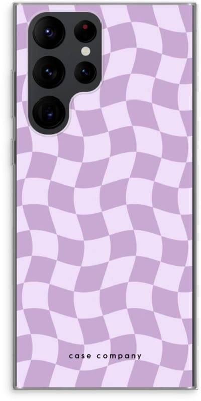 Case Company® - Hoesje geschikt voor Samsung Galaxy S22 Ultra hoesje - Grid Paars - Soft Cover Telefoonhoesje - Bescherming aan alle Kanten en Schermrand