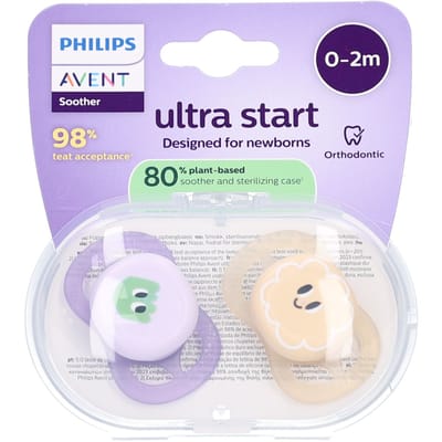Philips Avent Ultra Start – BPA-vrije siliconen fopspeen (0-6 mnd) – Symmetrisch ontwerp – 2 stuks - SCF075/13