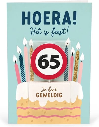 Verjaardagskaart met kaars | 65 jaar | Je bent geweldig