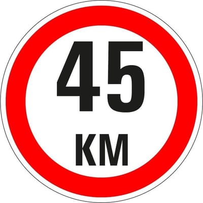 Maximaal 45 km bord, kunststof, A1 150 mm